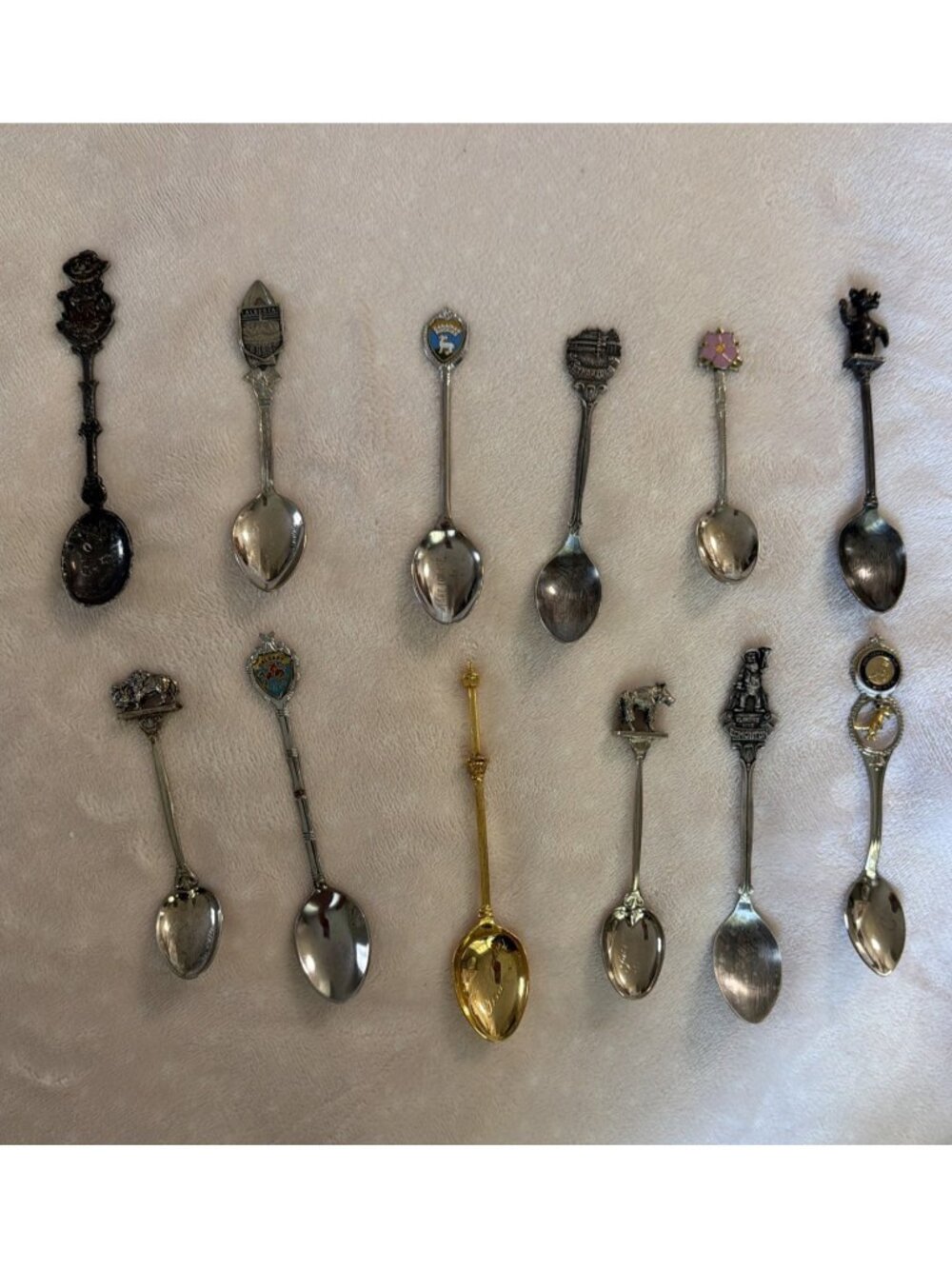 12 Vintage Alberta Souvenir Spoons Calgary Edmonton Lethbridge Canadian Rockies